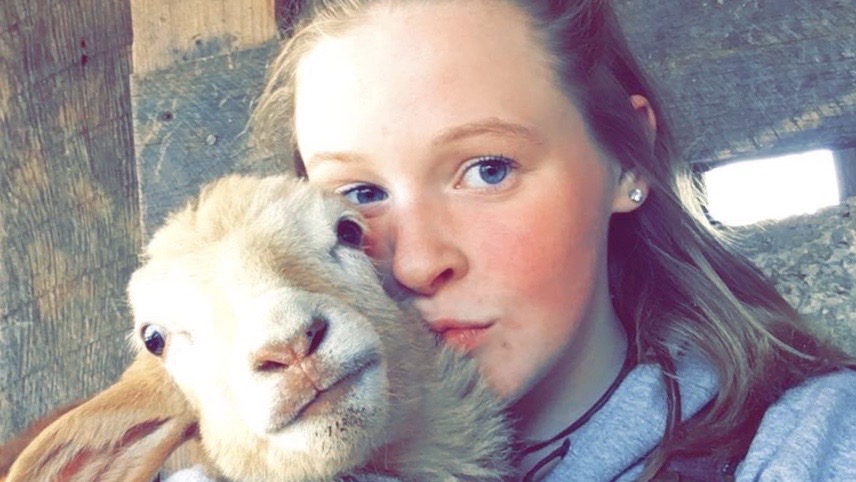 Hailey with lamb
